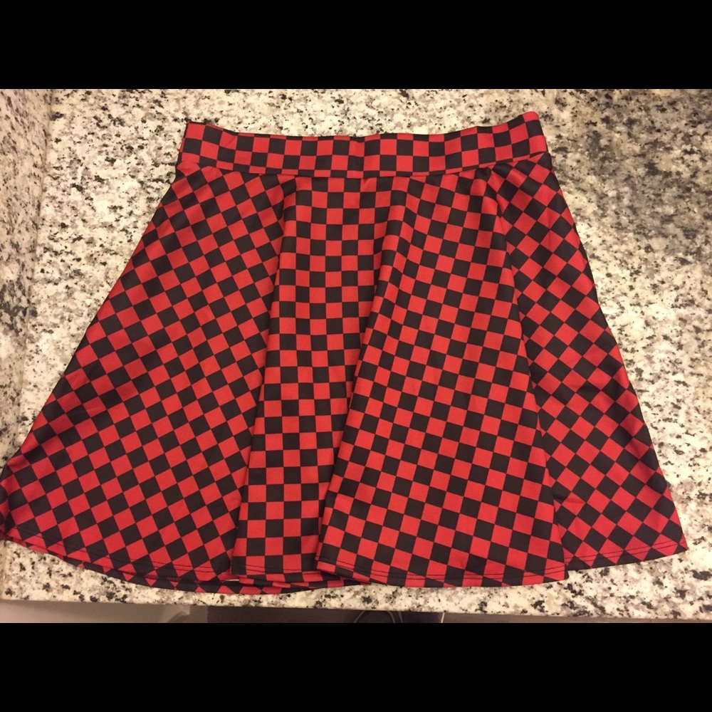 Hot Topic Red & Black Checkered Mini Skirt